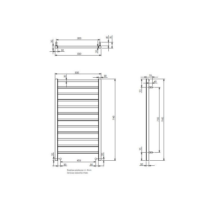 Grzejnik Imers Pinea 1 43x100 cm - biały