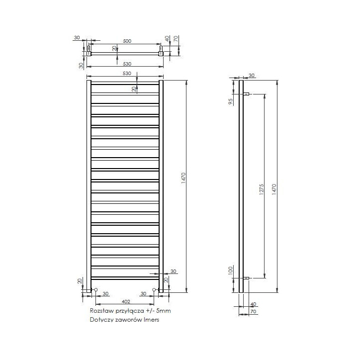 Grzejnik Imers Tell 5 53x117 cm - biały