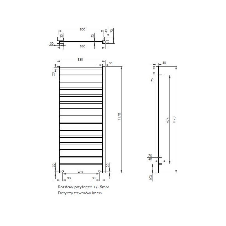 Grzejnik Imers Tell 7 53x147 cm - kolor niestandardowy
