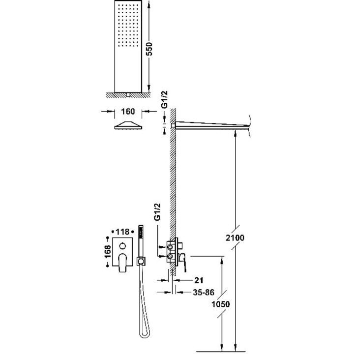 Zestaw baterii jednouchwytowej podtynkowej 2-drożnej Rapid-box prysznicowej, TRES PROJECT-TRES - 24-K Matowe różowe złoto