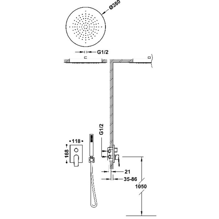 Zestaw baterii jednouchwytowej podtynkowej 2-drożnej Rapid-box prysznicowej, TRES PROJECT-TRES - 24-K Matowe różowe złoto