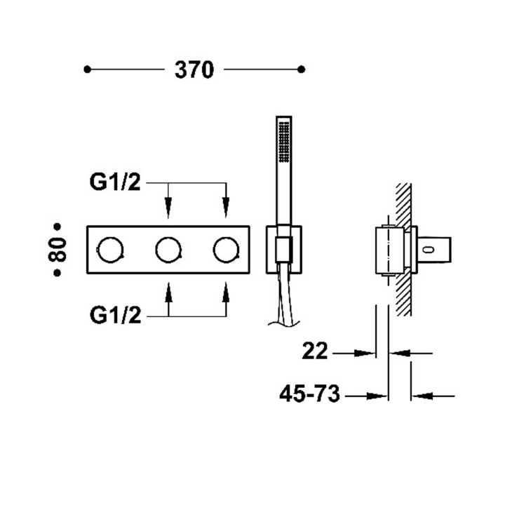 Bateria termostatyczna podtynkowa 4-drożna, TRES B-SYSTEM - Chrom 