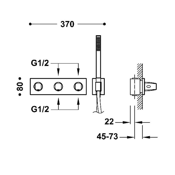 Bateria termostatyczna podtynkowa 4-drożna, TRES B-SYSTEM - Chrom 