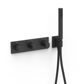 Bateria termostatyczna podtynkowa 4-drożna, TRES B-SYSTEM - Czerń Matowa 