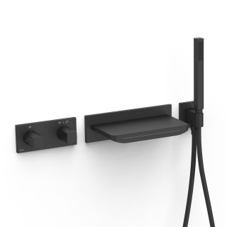 Zestaw baterii termostatycznej podtynkowej 2-drożnej wannowej i prysznicowej, TRES B-SYSTEM - Czerń Matowa