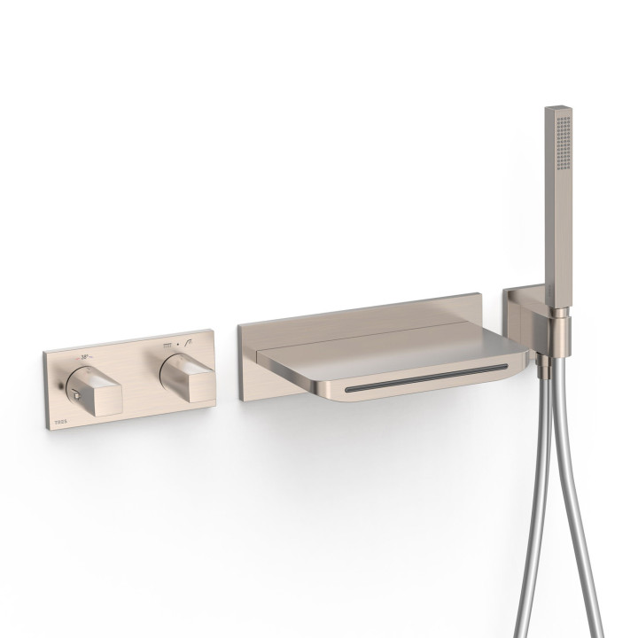 Zestaw baterii termostatycznej podtynkowej 2-drożnej wannowej i prysznicowej, TRES B-SYSTEM - Stal