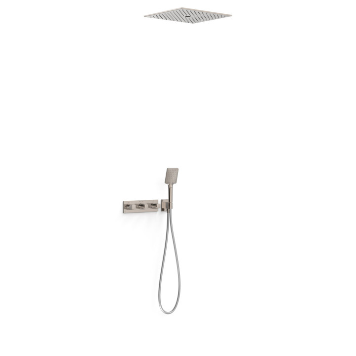 Zestaw baterii termostatycznej podtynkowej 3-drożnej prysznicowej, TRES B-SYSTEM - Stal