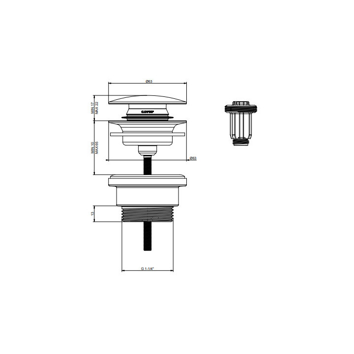 Korek umywalkowy Gessi Habito - czarny