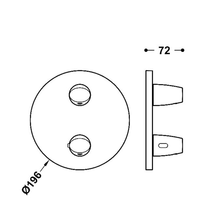 Maskownica do wpuszczanego korpusu 2-drożnego, TRES THERM-BOX - Czerń Matowa