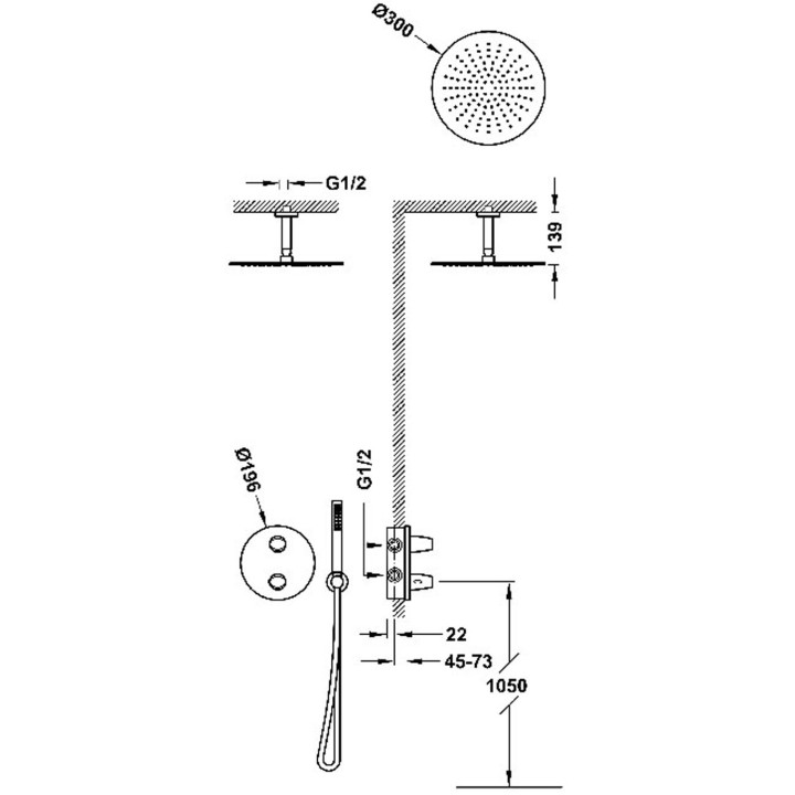 Zestaw baterii termostatycznej podtynkowej 2-drożnej prysznicowej, TRES THERM-BOX - Czerń Matowa