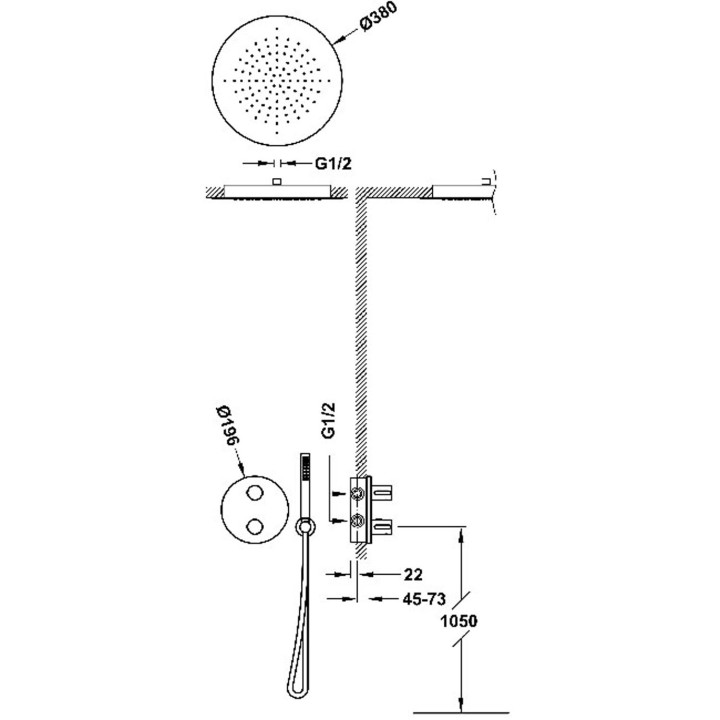 Zestaw baterii termostatycznej podtynkowej 2-drożnej prysznicowej, TRES THERM-BOX - 24-K Matowe różowe złoto