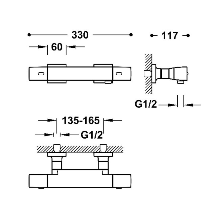 Bateria termostatyczna naścienna prysznicowa, TRES OVER-WALL - Chrom 