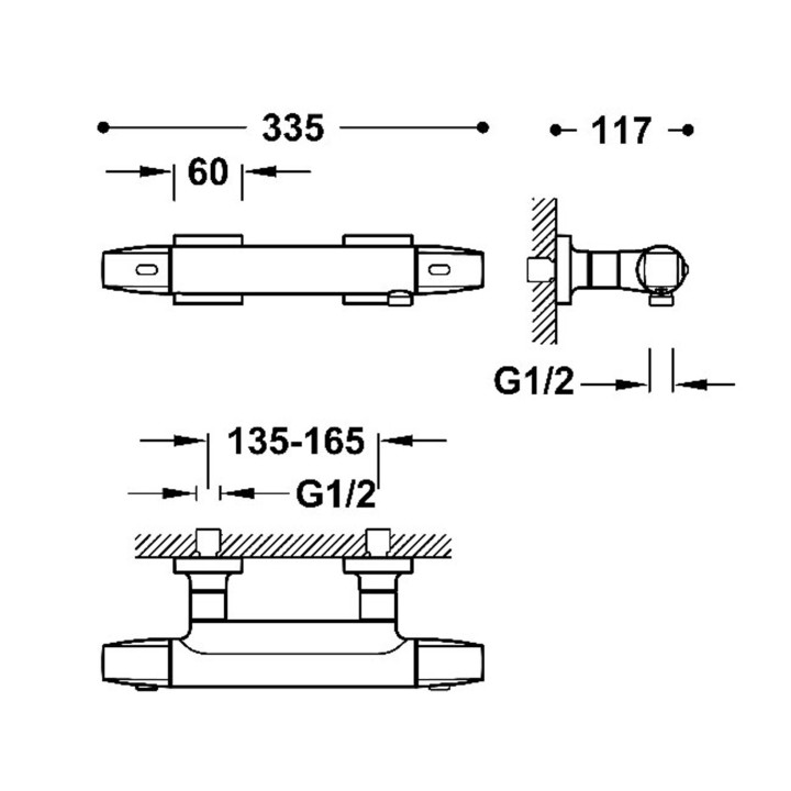 Bateria termostatyczna naścienna prysznicowa, TRES OVER-WALL - Czarny brąz