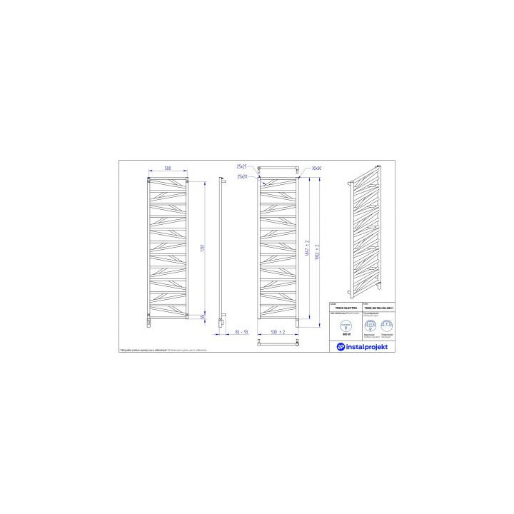 Grzejnik elektryczny 184,7x53 cm, Instal Projekt Trick Electro - Biały połysk 