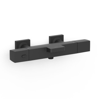 Bateria termostatyczna naścienna wannowa i prysznicowa, TRES OVER-WALL - Czerń Matowa