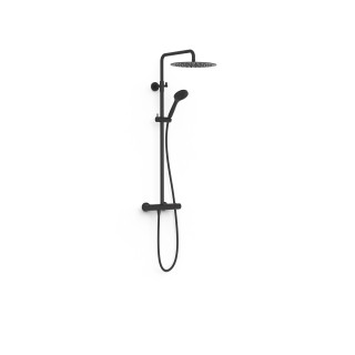 Zestaw baterii termostatycznej naściennej 2-drożnej prysznicowej, TRES OVER-WALL - Czerń Matowa  