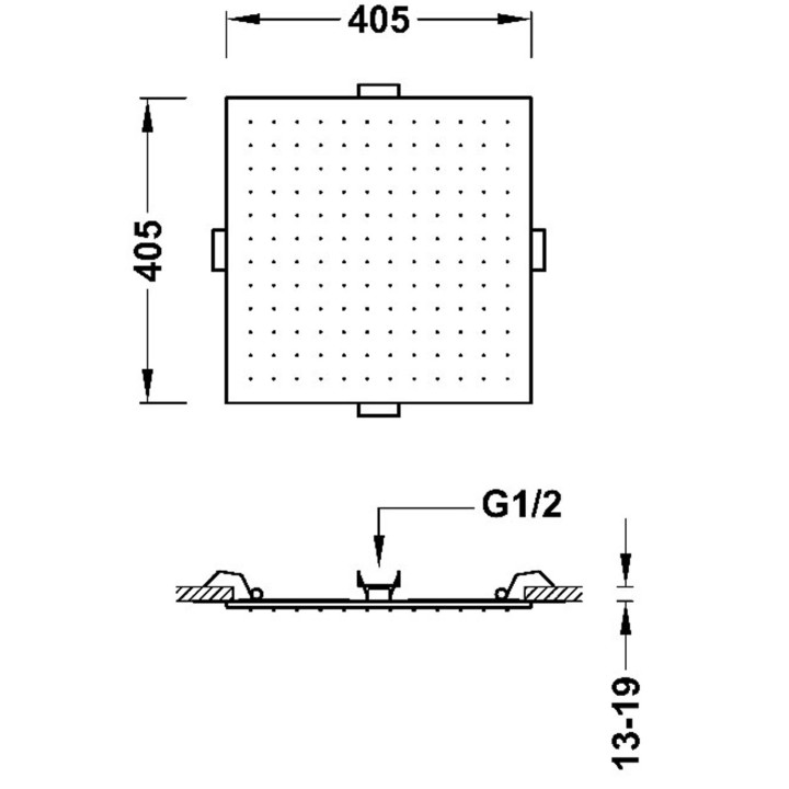 Deszczownica podtynkowa sufitowa, TRES COMPL DUCHA - 24-K Matowe różowe złoto