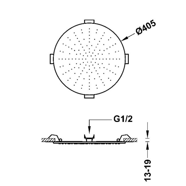 Deszczownica podtynkowa sufitowa, TRES COMPL DUCHA - Chrom
