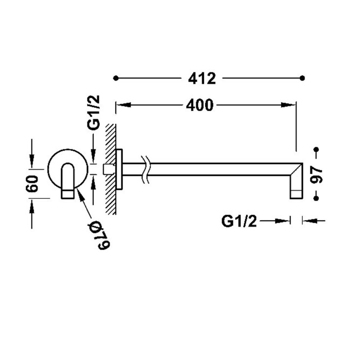 Ramię naścienne, TRES COMPL DUCHA - 24-K Różowe Złoto