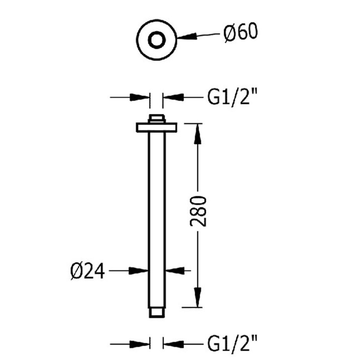 Ramię sufitowe, TRES COMPL DUCHA - 24-K Matowe różowe złoto