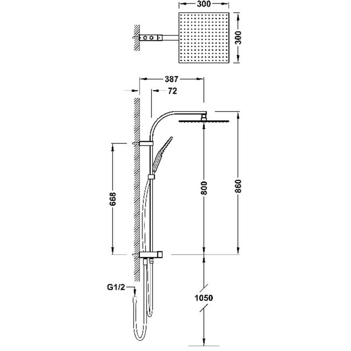 Zestaw prysznicowy przystosowany do każdej baterii, TRES COMPL DUCHA  - Chrom 