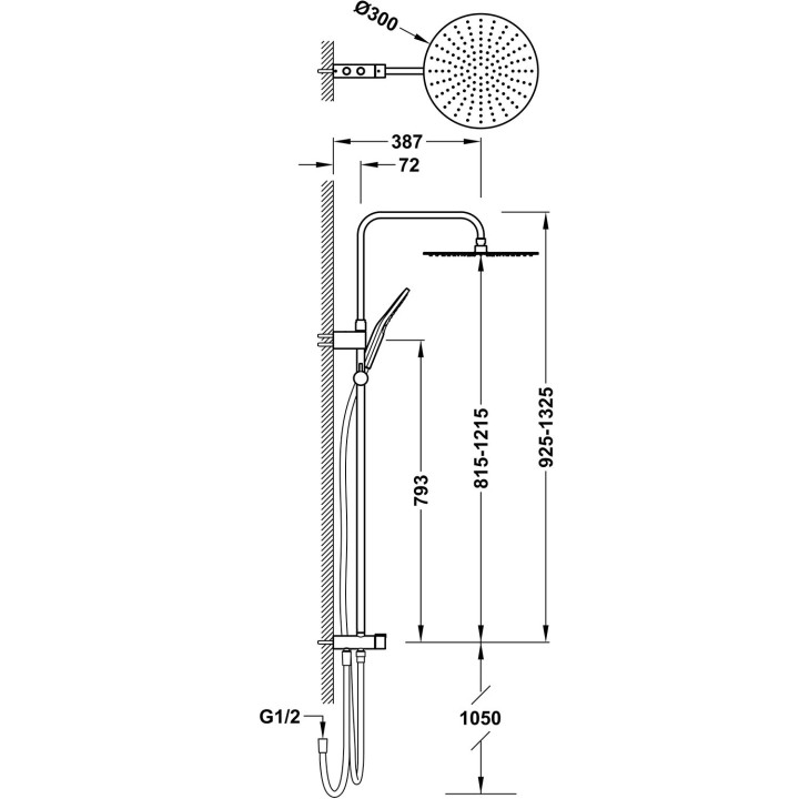 Zestaw prysznicowy przystosowany do każdej baterii, TRES COMPL DUCHA - Czarny brąz