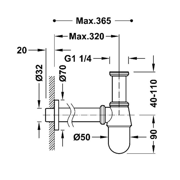 Syfon teleskopowy typu „butelka” do umywalki, TRES COMPL GRIFERIA - Czarny brąz