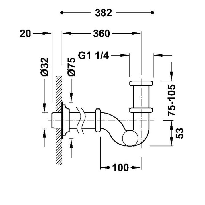 Syfon teleskopowy z regulacją do umywalki, TRES COMPL GRIFERIA - Czarny brąz