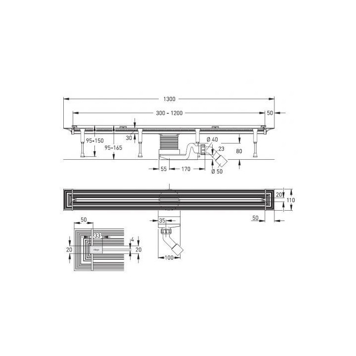 Odwodnienie prysznicowe Viega Advantix bez rusztu 300-1200 mm- sanitbuy.pl