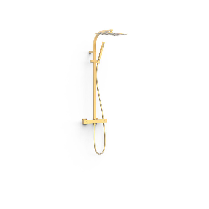 Zestaw baterii termostatycznej naściennej 2-drożnej prysznicowej, TRES SLIM EXCLUSIVE - 24-K Złoto Matowe