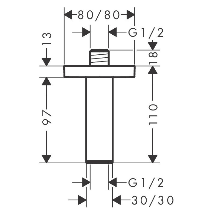Przyłącze sufitowe E 10 cm, Hansgrohe - Biały Matowy