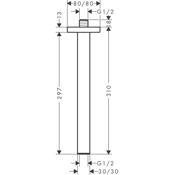 Przyłącze sufitowe E 30 cm, Hansgrohe - Brąz Szczotkowany