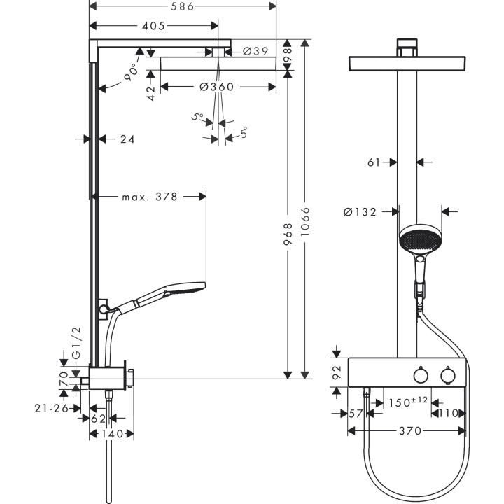 Komplet prysznicowy 360 1jet z ShowerTablet 350, Hansgrohe Rainfinity - Chrom 