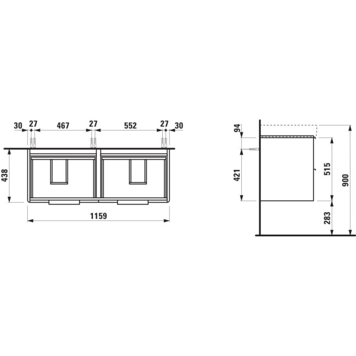 Szafka podumywalkowa Laufen BASE 47x53x26,5, zawias z lewej strony - biała