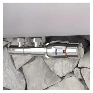 Zestaw zintegrowany termostatyczny kątowy Terma Twins All In One, prawy - czarny mat