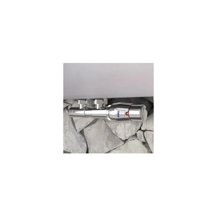 Zestaw zintegrowany termostatyczny kątowy Terma Twins All In One, prawy - czarny mat