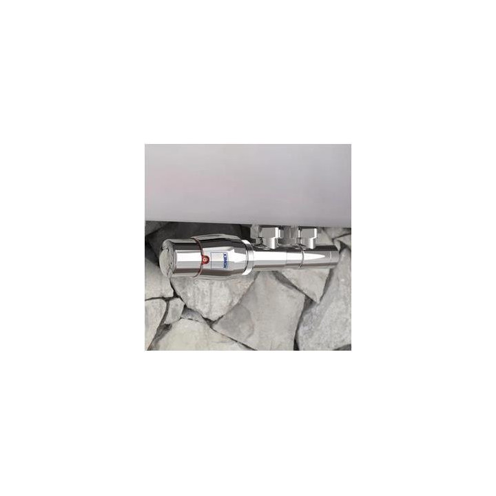 Zestaw zintegrowany termostatyczny kątowy Terma Twins All In One, prawy - czarny mat