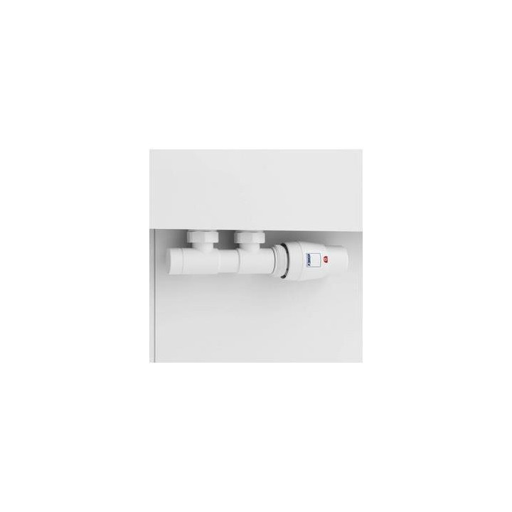 Zawór zespolony Komex Twins z głowicą termostatyczną, kątowy, wersja lewa - chrom