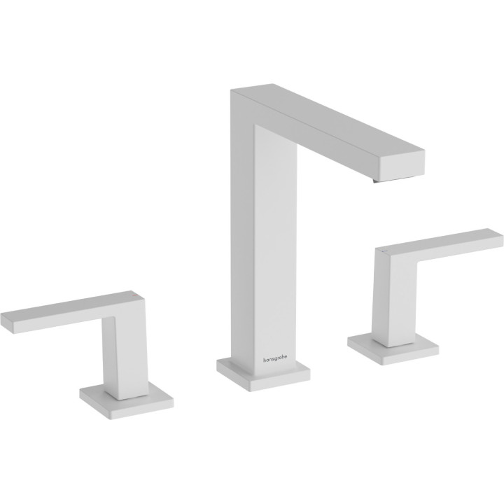 3-otworowa bateria umywalkowa 150 z kompletem odpływowym Push-Open, Hansgrohe Tecturis E - Biały Matowy