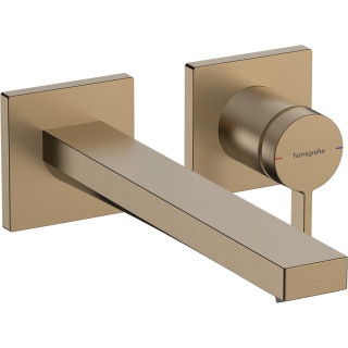 Jednouchwytowa bateria umywalkowa ścienna, podtynkowa z wylewką 22,5 cm, Hansgrohe Tecturis E - Brąz Szczotkowany