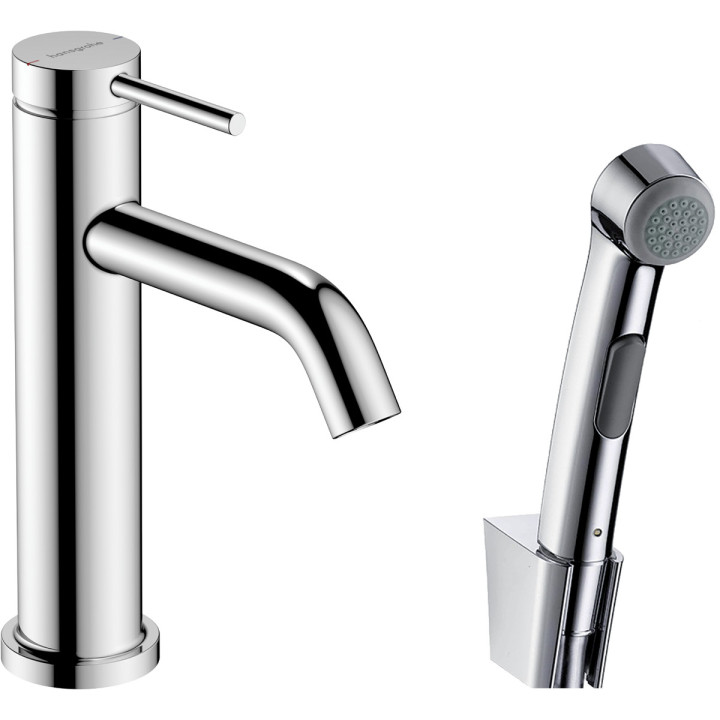 Jednouchwytowa bateria umywalkowa 110 z główką Bidetta i wężem prysznicowym 160 cm, Hansgrohe Tecturis S - Chrom  