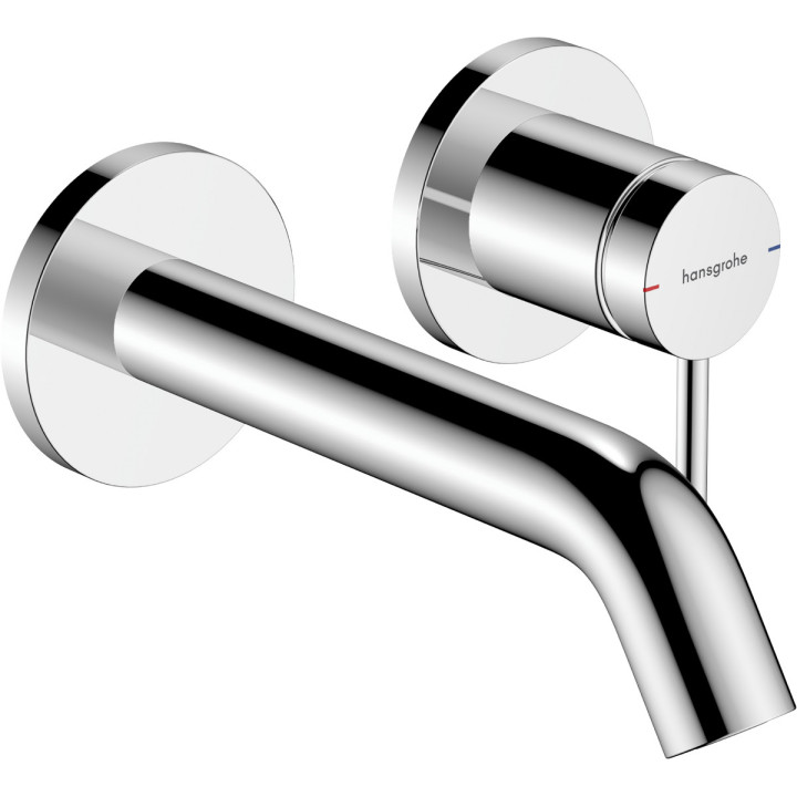 Jednouchwytowa bateria umywalkowa ścienna, podtynkowa z wylewką 16,5 cm, Hansgrohe Tecturis S - Chrom 