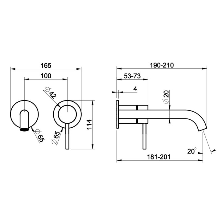 Bateria umywalkowa Gessi Flessa, podtynkowa, 2-otworowa, krótka wylewka, stal szczotkowana