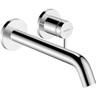 Jednouchwytowa bateria umywalkowa ścienna, podtynkowa z wylewką 22,5 cm, Hansgrohe Tecturis S - Chrom 