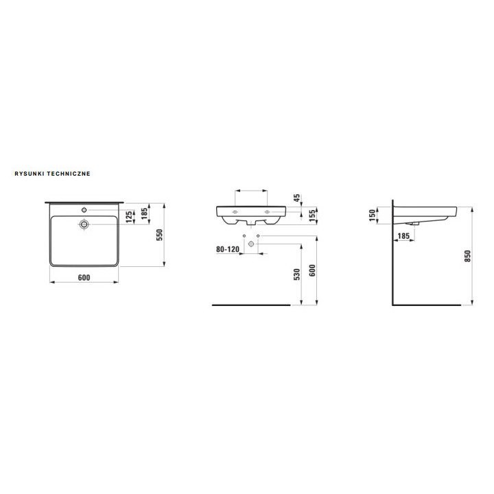Umywalka ścienna, Laufen Pro Liberty - Biała