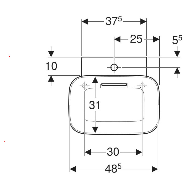 Umywalka nablatowa, w kształcie misy, odpływ poziomy, Geberit ONE 