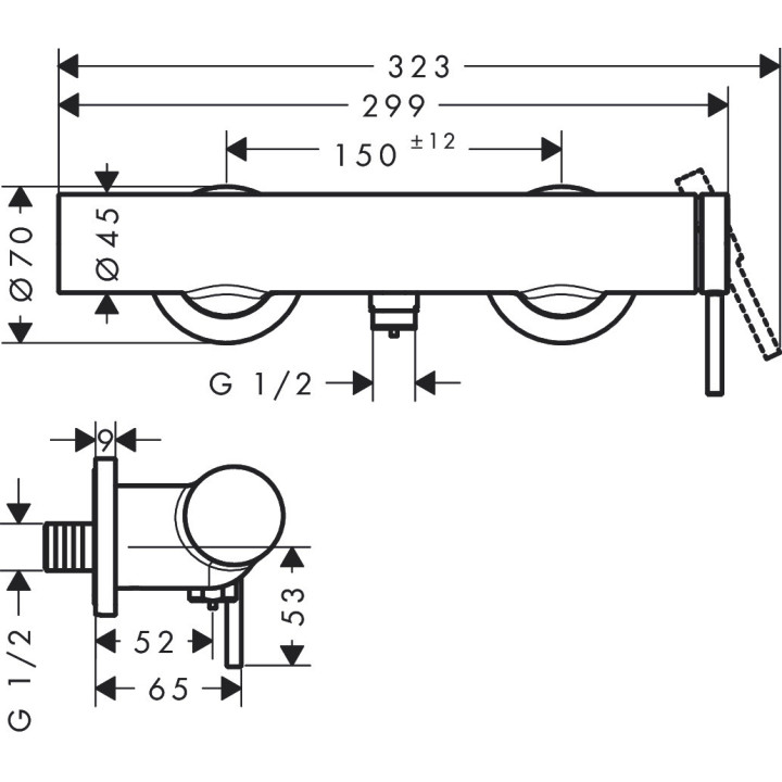 Jednouchwytowa bateria prysznicowa natynkowa, Hansgrohe Tecturis S - Czarny Matowy