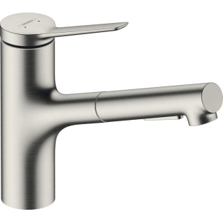 Jednouchwytowa bateria kuchenna 150, metalowa wyciągana wylewka, 2jet, Hansgrohe Zesis M33 - Stal Szlachetna Finish
