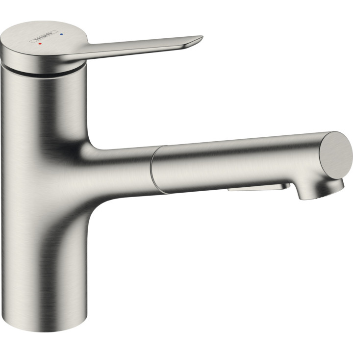 Jednouchwytowa bateria kuchenna 150, metalowa wyciągana wylewka, 2jet, Hansgrohe Zesis M33 - Stal Szlachetna Finish