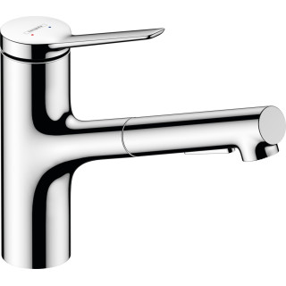 Jednouchwytowa bateria kuchenna 150, metalowa wyciągana wylewka, 2jet, sBox, Hansgrohe Zesis M33 - Chrom  